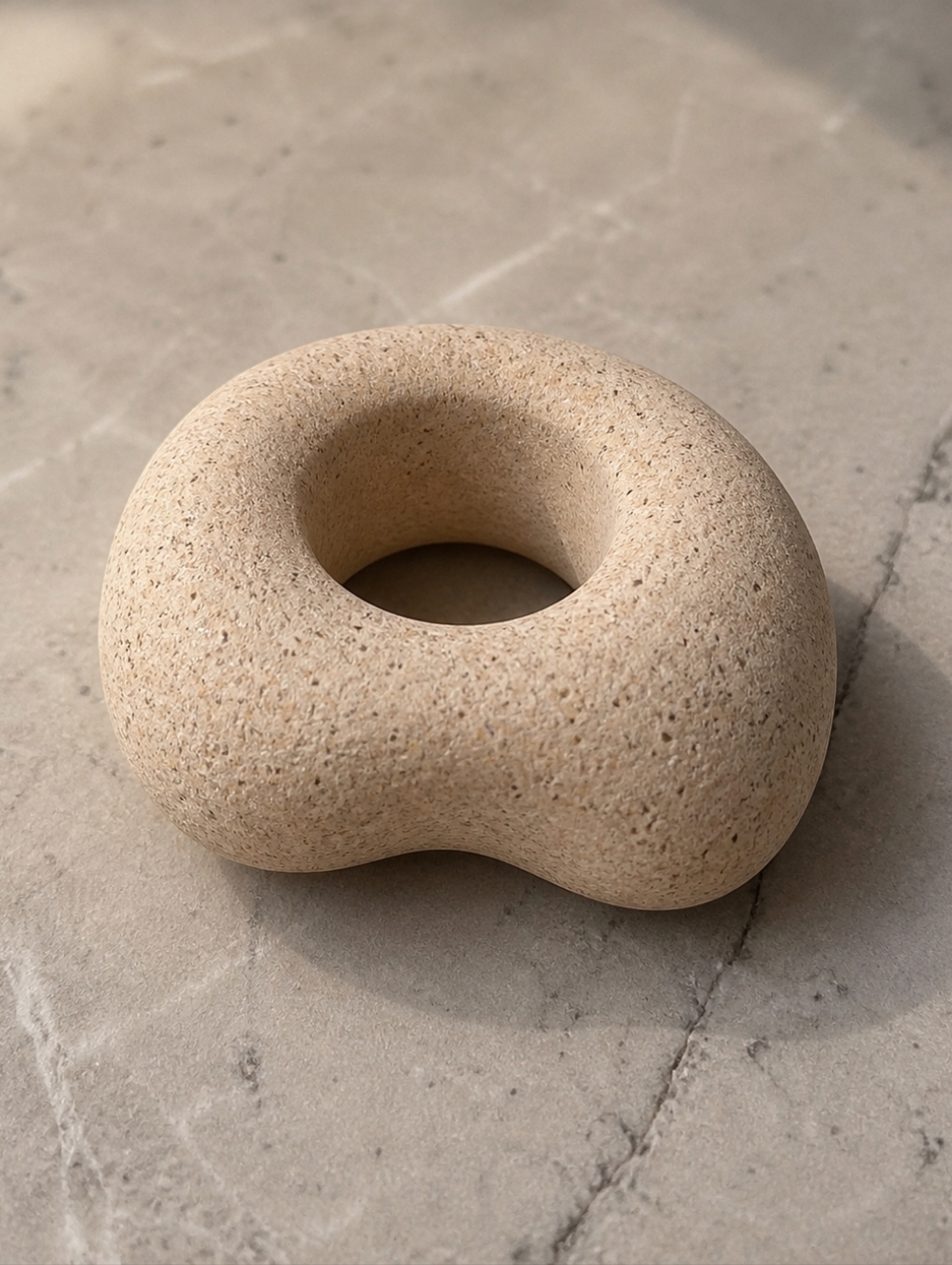 Minimalist Natural Stone Ring Vase - Beige